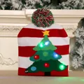 Red and white striped Christmas beanie with LED tree and pom pom - Christmas Tree
