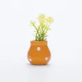 Miniature orange ceramic vase fridge magnet with yellow artificial flowers for home decor - Orange Polka Dot Straight Bottle Yellow Flower Style (G)