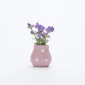 Cute mini pink ceramic polka dot vase with purple simulation flowers fridge magnet decor - Pink Polka Dot Straight Bottle Purple Flower Style (H)