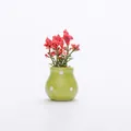 Cute mini green ceramic vase refrigerator magnet with red artificial flowers. - Green Polka Dot Straight Bottle Red Flower Style (I)