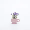 Miniature pink polka dot ceramic cup vase refrigerator magnet with purple lavender flowers - Pink Polka Dot Cup Purple Flower Style (J)