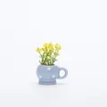 Cute blue polka dot ceramic mini vase with yellow artificial flowers magnet - Blue Polka Dot Cup Yellow Flower Style (M)