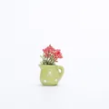 Cute mini green ceramic pitcher refrigerator magnet with artificial pink flowers decor - Green Polka Dot Kettle Style (N)