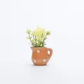 Decorative miniature ceramic fridge magnet in orange polka dot vase with flowers - Orange Polka Dot Kettle Style (O)
