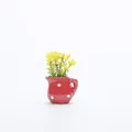 Miniature red polka dot ceramic vase refrigerator magnet with yellow simulation flowers - Red Polka Dot Kettle Style (Q)