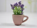 Cute mini pink ceramic cup fridge magnet with purple artificial lavender flower decor - Pink Straight Cup with Purple Flower (Pink Straight Cup)
