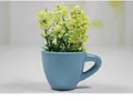 Decorative 3D simulation yellow flower plant in a blue mini ceramic vase fridge magnet - Blue Straight Cup with Yellow Flower (Blue Straight Cup)