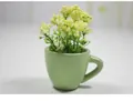 Cute miniature magnetic ceramic cup vase with artificial white flower fridge magnet decoration - Green Straight Cup with Yellow Flower (Green Straight Cup)