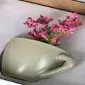 Miniature ceramic vase fridge magnet featuring lovely pink artificial flower decor - Grey Straight Cup with Pink Flower (Grey Straight Cup)