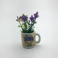 Miniature ceramic vase refrigerator magnet with purple flowers and cute cartoon art - Cartoon Girl Pattern Mug Style (W)