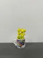 Miniature ceramic mug fridge magnet with yellow artificial flowers and balloon print - Hot Air Balloon Pattern Mug Style (Big Balloon)