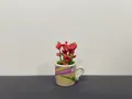Cute miniature ceramic cup refrigerator magnet with lifelike pink flowers for decor - Rainbow Star Pattern Mug Style (Rainbow)