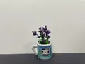 Mini ceramic vase refrigerator magnet with cute bunny and artificial purple flowers - Blue Rabbit Pattern Mug Style (Blue Rabbit)