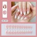 Elegantes Set mit 24 rosa-weißen French Gradient Mandelförmige Kunstnägel zum Aufkleben - Lange Mandel Rosa & Weiß Verlauf Stil (SDX-0019)