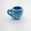 Adorable mini blue ceramic cup fridge magnet featuring decorative white polka dot patterns - Blue Polka Dot Mini Jar Style (Mini)