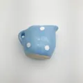 Mini blue ceramic pitcher fridge magnet with white polka dots 3D decorative ornament - Blue Polka Dot Mini Kettle (GG)