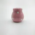 Cute mini pink ceramic vase refrigerator magnet with white polka dots for home decor - Pink Polka Dot Mini Bottle (LL)