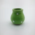 Adorable miniature green ceramic vase fridge magnet with white polka dots for home decor - Green Polka Dot Mini Bottle (MM)