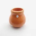 Miniature orange ceramic vase fridge magnet featuring a cute white polka dot design - Orange Polka Dot Mini Bottle (OO)
