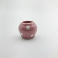 Decorative mini pink ceramic vase fridge magnet featuring cute white polka dots - Pink Polka Dot Mini Jar (TT)