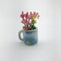 Miniature 3D simulation potted plant ceramic vase with pink flowers refrigerator magnet - Blue Sky and White Clouds Mug Style (R)