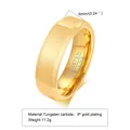 Vista dettagliata di un anello in carburo di tungsteno oro 6mm con specifiche. - Taglia US 7 / Oro