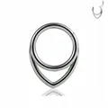 Polished double-layered titanium steel segment ring for nose and ear piercings - 1.2*8mm / Steel Color Pointy Style
