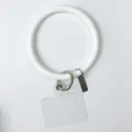 Minimalist white silicone bracelet phone lanyard with metal clasp and clear insert tab - White