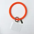 Neon orange silicone bracelet phone lanyard with clear insert tab and metal clasp - Orange