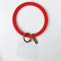 Vibrant red silicone O-ring bangle phone lanyard with metal clip and clear tether tab - Red