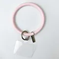 Soft pink silicone wristlet phone strap with silver clasp and clear tag - Pink
