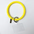 Bright yellow silicone bracelet phone strap with silver ring and transparent tether tab - Lemon Yellow