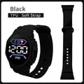 Orologio sportivo digitale a LED nero con cinturino in TPU morbido per il fitness all'aperto - Nero