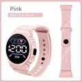 Stylish pink sports LED digital watch featuring a soft TPU strap and round dial - Pink