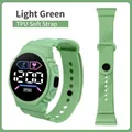 Light green LED digital sports watch with soft flexible TPU strap for students and outdoors - Light Green