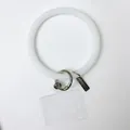 White silicone wristlet keychain with clear phone tether tab for smartphones - Transparent White