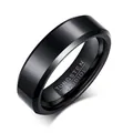 Elegante anello in carburo di tungsteno nero da uomo con bordi smussati e finitura opaca - Taglia US 7 / Nero
