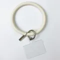 Cream white silicone wrist strap phone lanyard pendant with transparent patch insert - Antique White