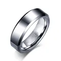 Anello classico da uomo in carburo di tungsteno grigio argento con finitura lucida - Taglia US 7 / Color Acciaio