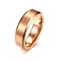 Anello da uomo in carburo di tungsteno oro rosa con finitura opaca spazzolata e bordi lucidi - Taglia US 8 / Oro Rosa (Superficie Spazzolata)