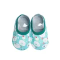 Soft baby anti-slip floor socks featuring cute cartoon fish pattern for indoor walking - (Spring/Autumn Style) Blue-Green Bubbles