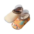 Baby anti-slip indoor floor socks and toddler walker shoes in mixed cartoon prints - (Fleece Style) Yellow Wildebeest