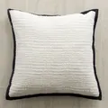 Noordse retro vierkante kussensloop met witte boucle textuur en zwarte fluwelen rand - 45*45cm (Alleen Hoes) / Wit fluweel