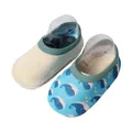Soft non-slip baby floor socks featuring cute cartoon dolphin patterns for toddlers - (Fleece Style) Sky Blue Whale