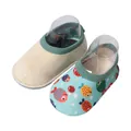 Soft cartoon fish pattern baby floor socks with non-slip sole for indoor toddler walking - (Fleece Style) Lake Blue Little Fish