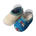 Anti-slip toddler indoor floor socks and walking shoes with cute monkey prints - (Fleece Style) Blue Monkey