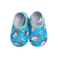 Soft blue cartoon monkey print toddler floor socks for non-slip indoor walking and early education - (Mesh Style) Blue Monkey