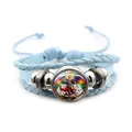 Blue multi-layer braided leather bracelet with religious Archangel Michael charm - St. Michael Divine Style (XSWX7642-5) / Blue