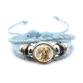 Multilayer light blue braided leather bracelet with Archangel Michael glass cabochon - St. Michael Portrait Style (XSWX7642-6) / Blue