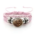 Vintage Archangel Michael pink leather multilayer braided bracelet for religious jewelry - St. Michael Battle Style (XSWX7642-2) / Pink